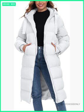 Women's Winter Maxi Long Puffer Coat Hooded Down Quilted Padded Jacket
